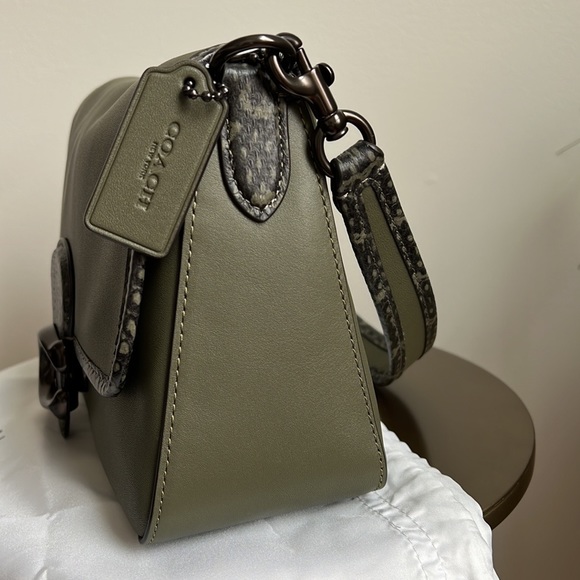 Soft Tabby Snake-Trim Leather Shoulder Bag - Picture 4 of 16